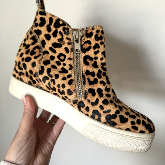 Steve Madden Leopard Calf Hair Wedgie Ankle Booties - sz 8 - Picture 5 of 7